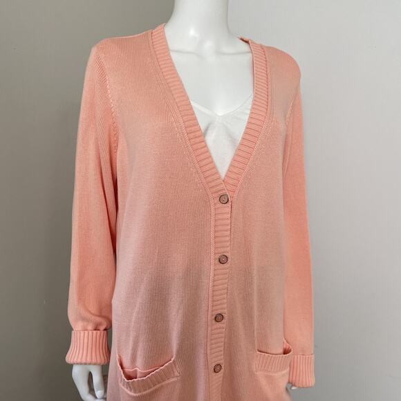 Isaac Mizrahi Live Essentials 1X Cardigan Sweater Preppy Button Down Pockets - Picture 5 of 10